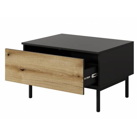 Stolik kawowy z szufladą LAVARO czarny + dąb evoke